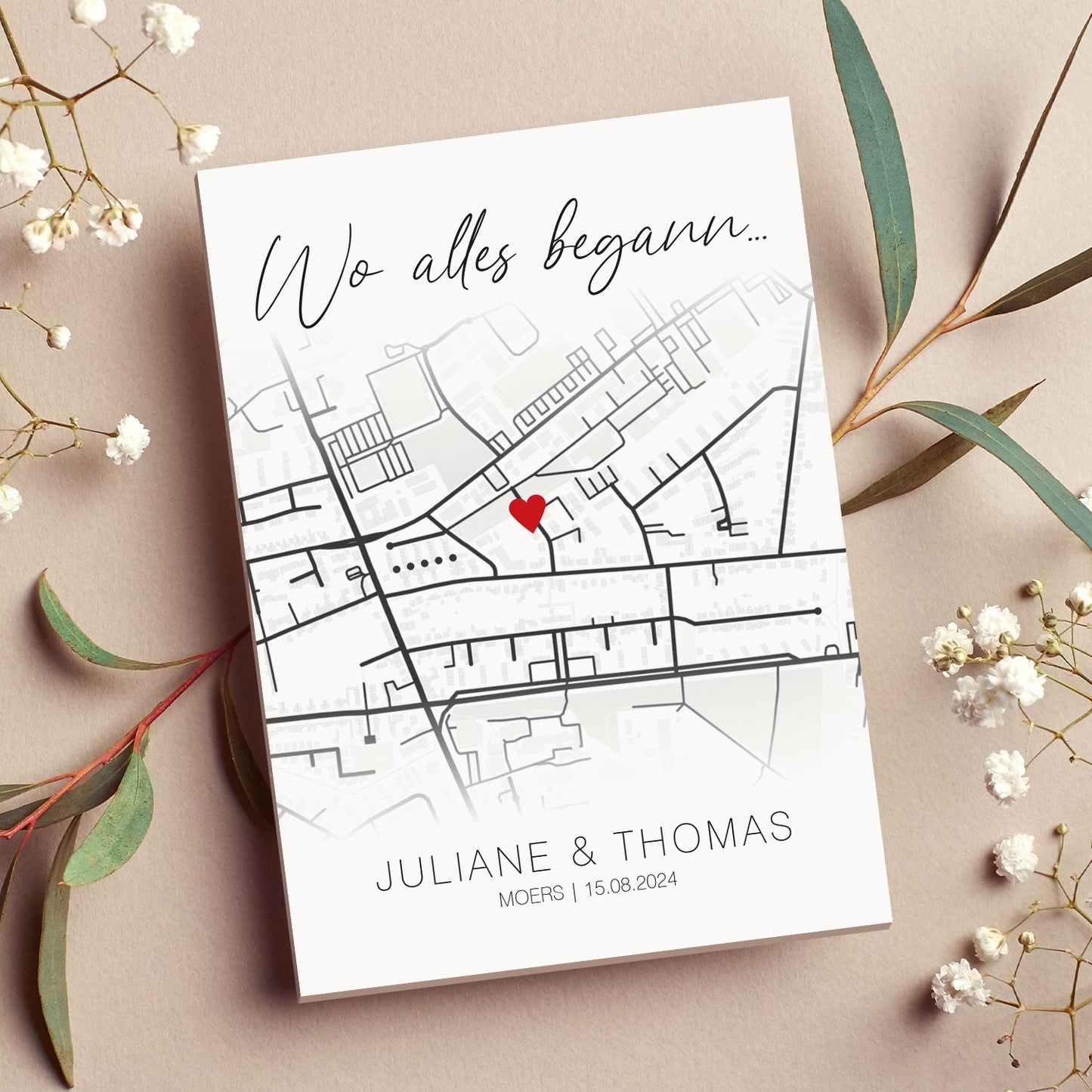 Holzschild "Wo alles begann" - Personalisiertes Geschenk mit Wunschkoordinaten
