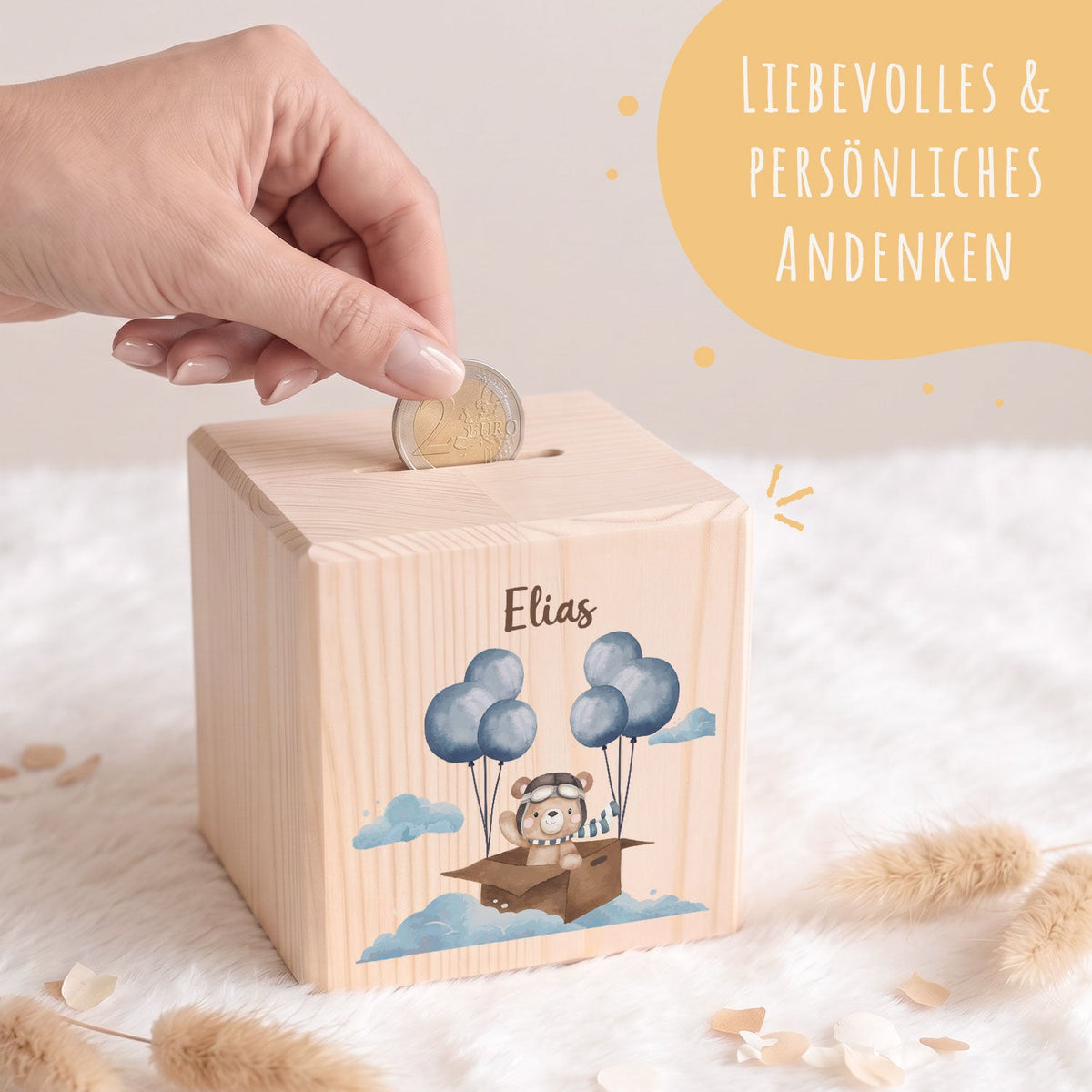 Spardose aus Holz - Bärchen