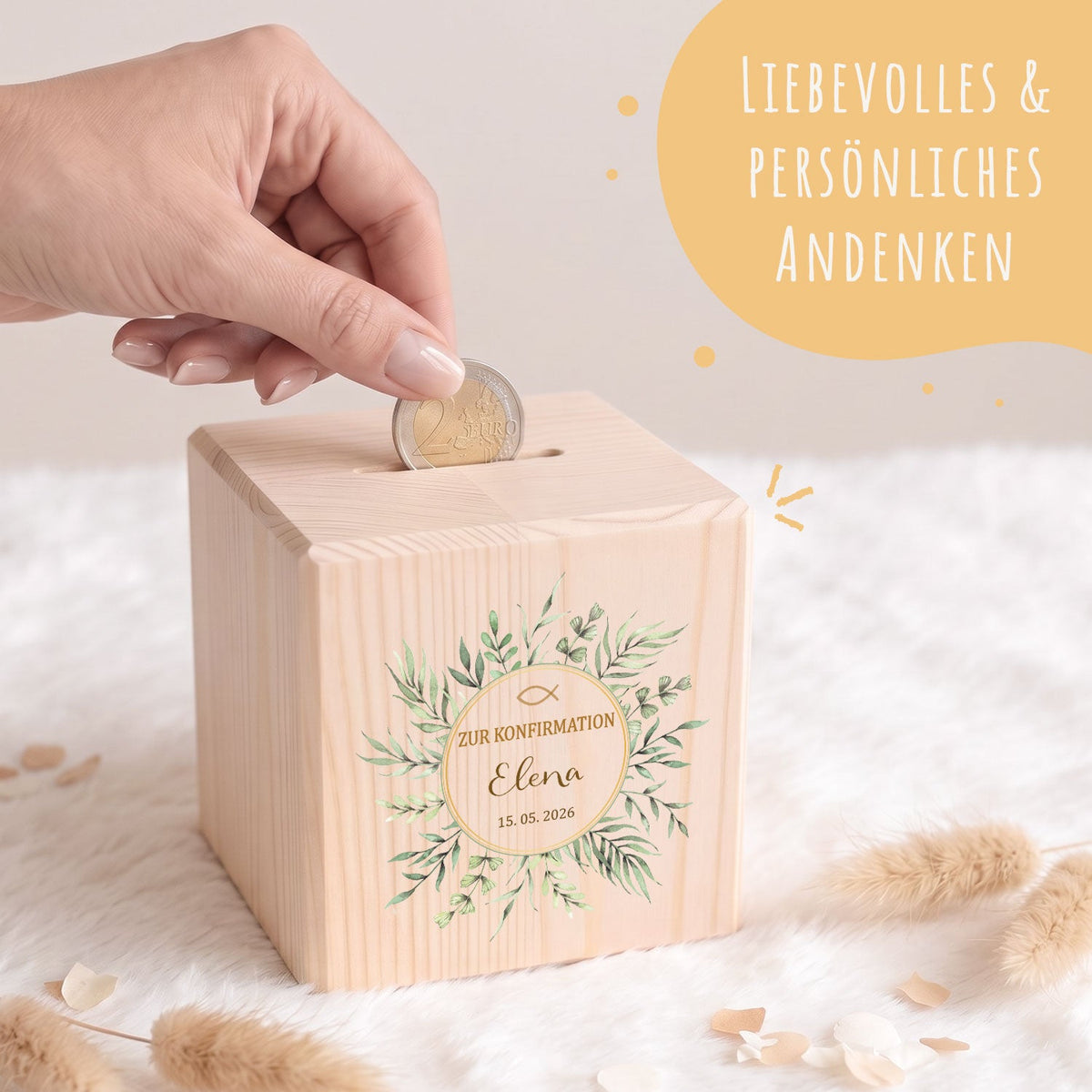 Spardose aus Holz - Kreis