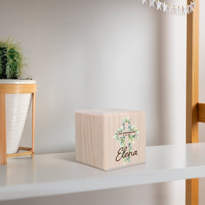 Spardose aus Holz - Kreuze