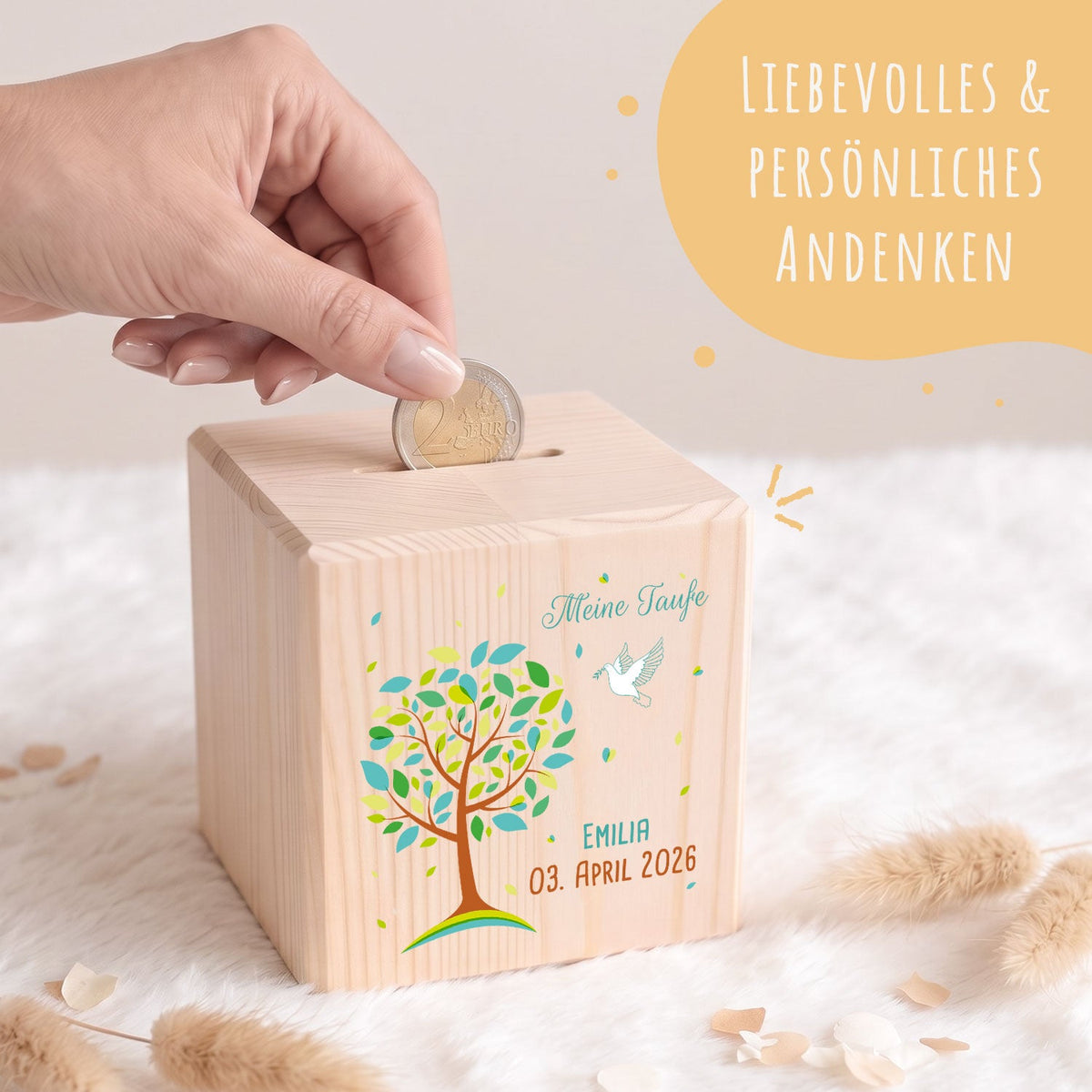 Spardose aus Holz - Lebensbaum