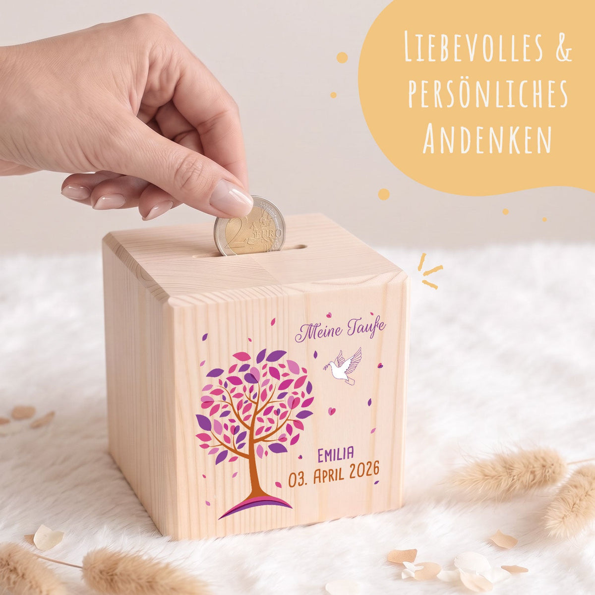 Spardose aus Holz - Lebensbaum