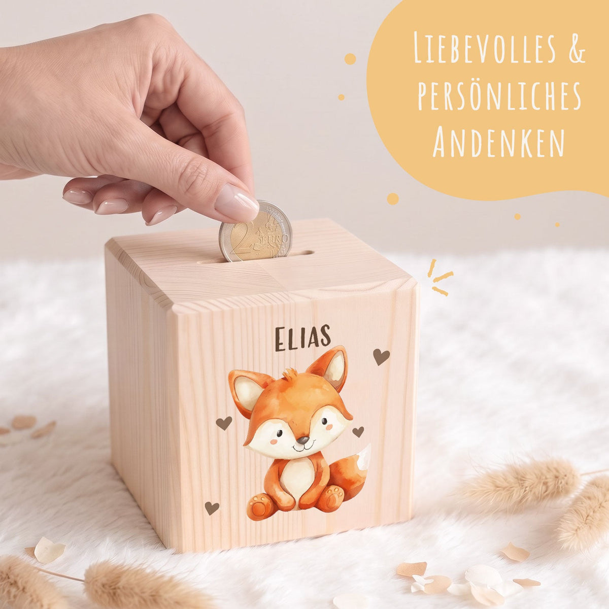 Spardose aus Holz - Tiere Kinder
