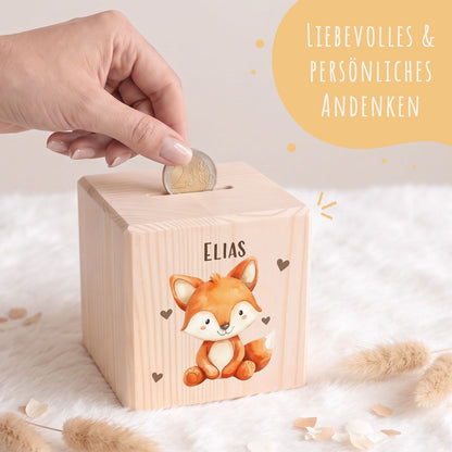 Spardose aus Holz - Tiere Kinder