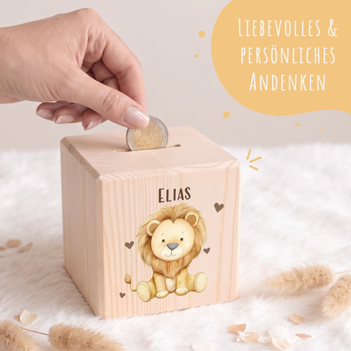 Spardose aus Holz - Tiere Kinder