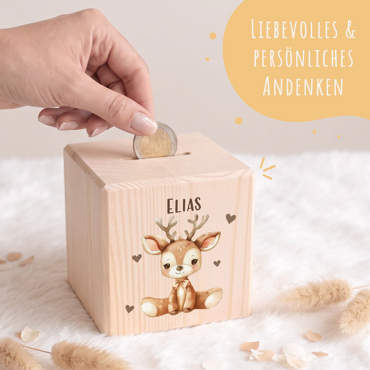 Spardose aus Holz - Tiere Kinder