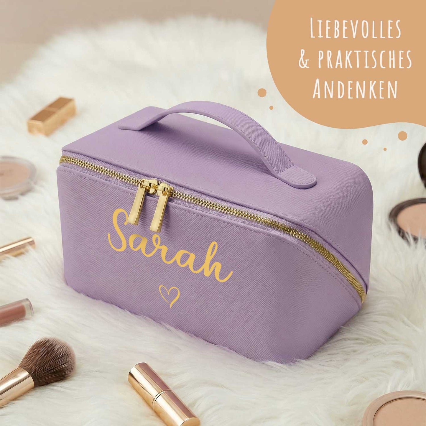 Personalisierte eckige Kosmetiktasche mit Name für Kosmetik & MakeUp