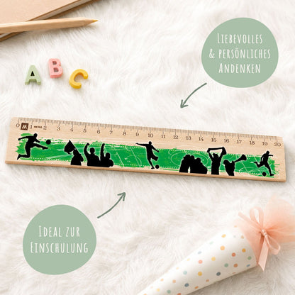 Lineal zur Einschulung im Fußball Design für Kinder aus Holz