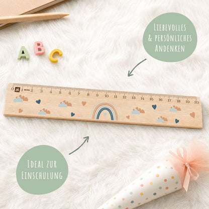 Lineal zur Einschulung im Regenbogen Design für Kinder aus Holz