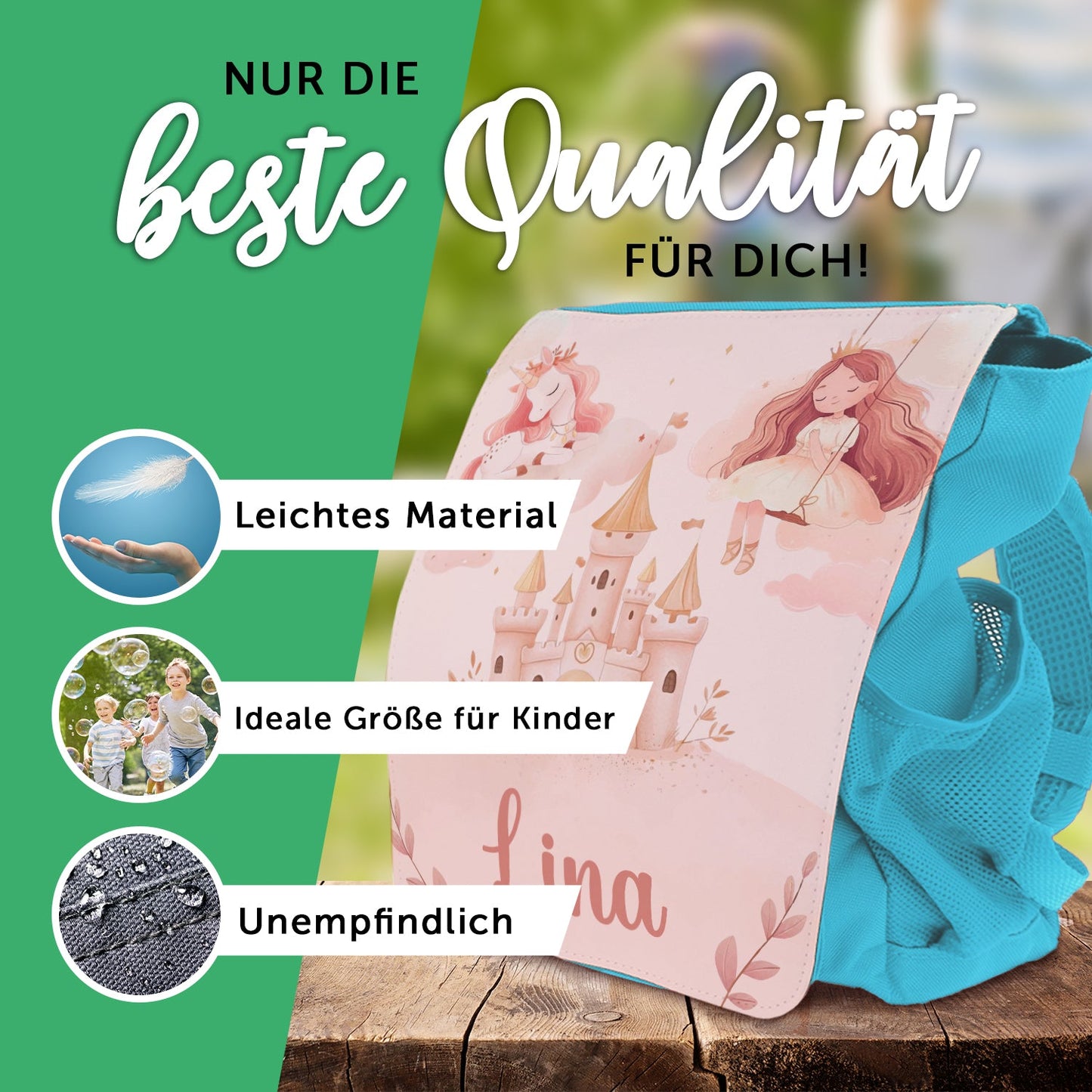 Bedruckter Rucksack für Kinder - Prinzessin mit Name