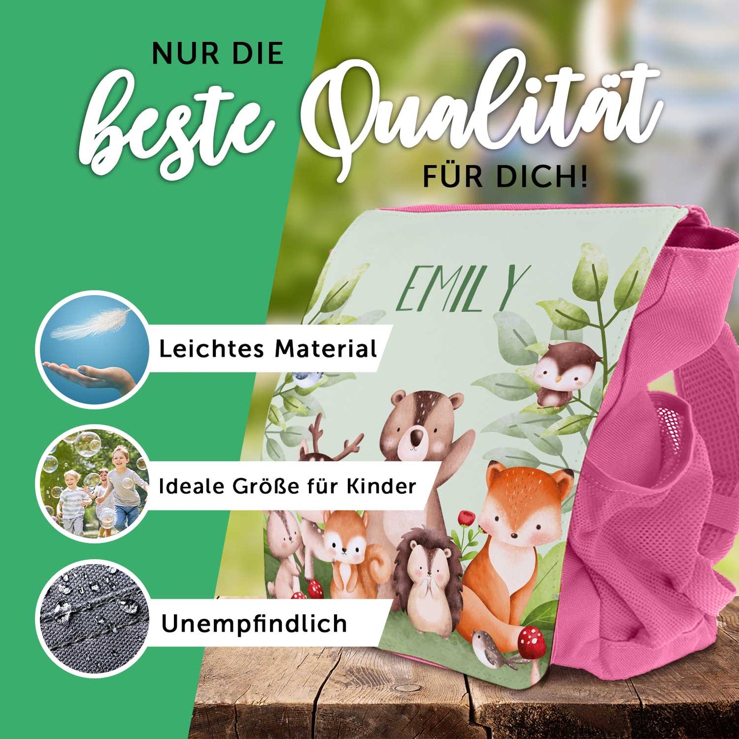 Bedruckter Rucksack für Kinder - Tiergruppe Wald