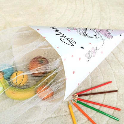Bedruckte Schultüte mit Namen - Ballerina