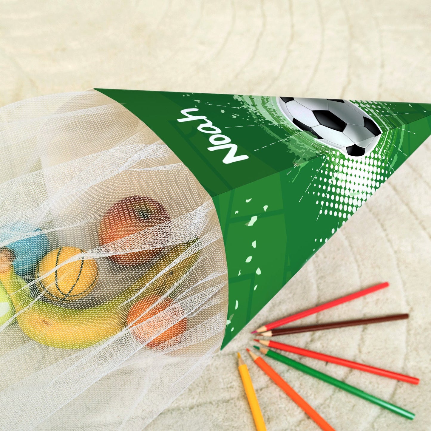 Bedruckte Schultüte mit Namen - Fußball