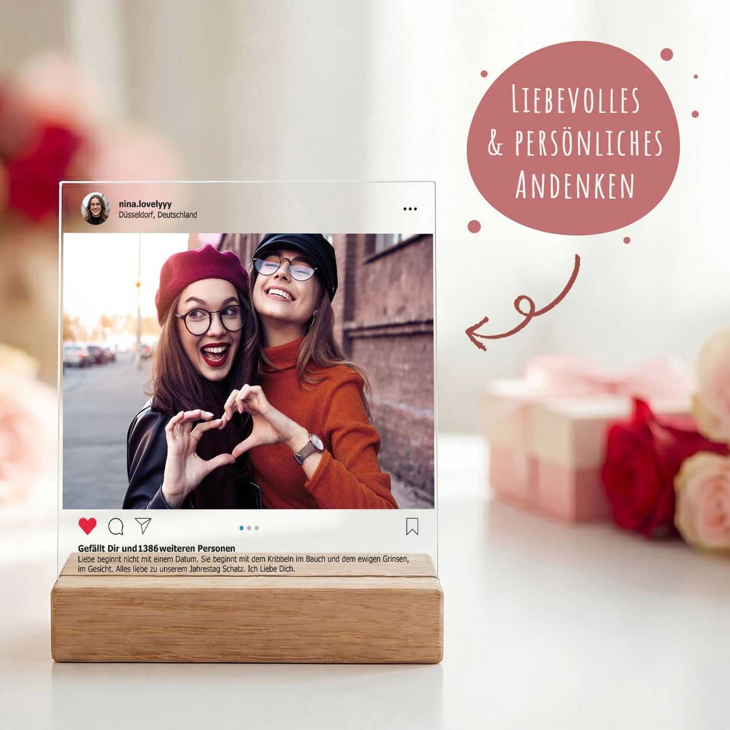 Dein Post als Socialglas mit Foto & Wunschtext - Social Media Geschenk