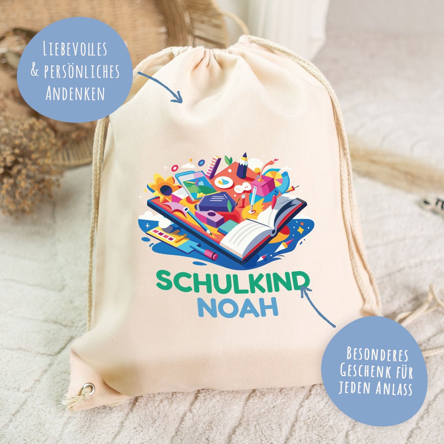 Turnbeutel für Kinder - Schulkind Buch - zur Einschulung