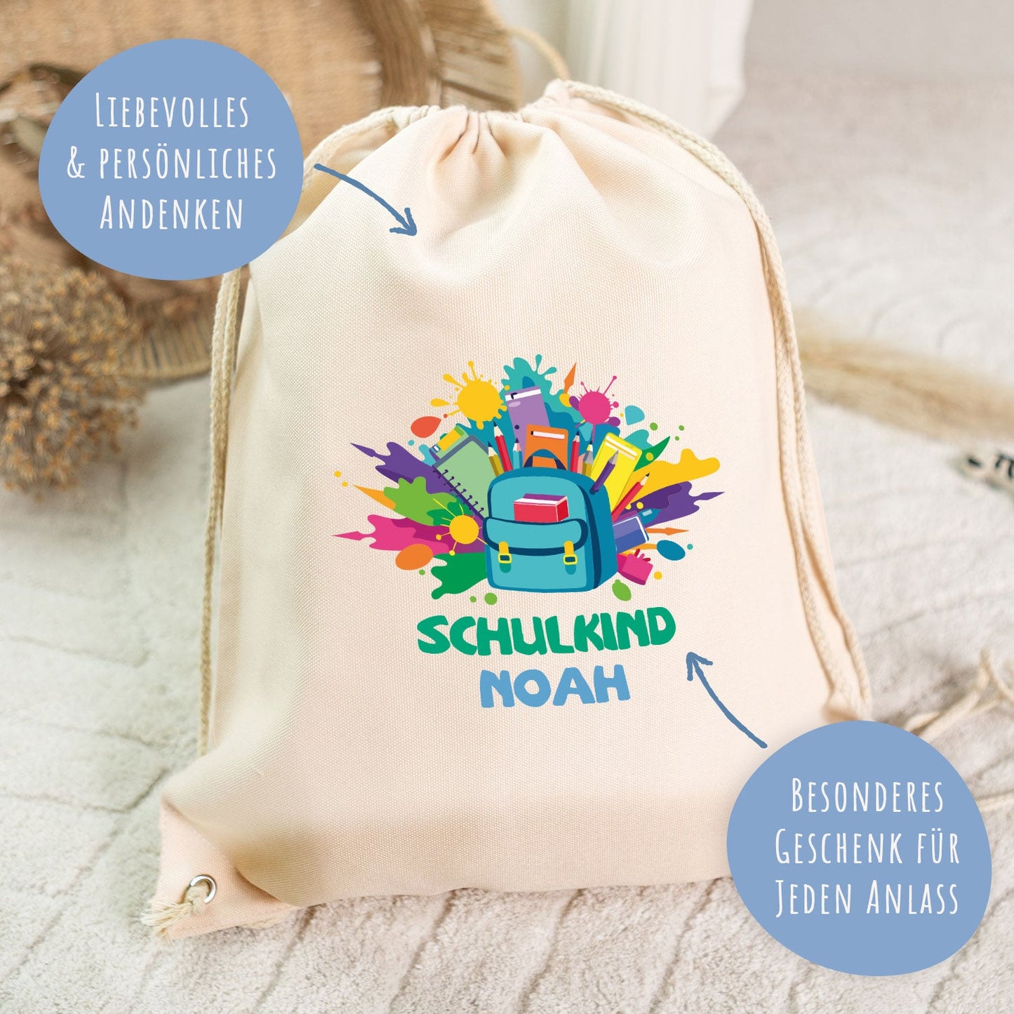 Turnbeutel für Kinder - Schulkind Rucksack - zur Einschulung