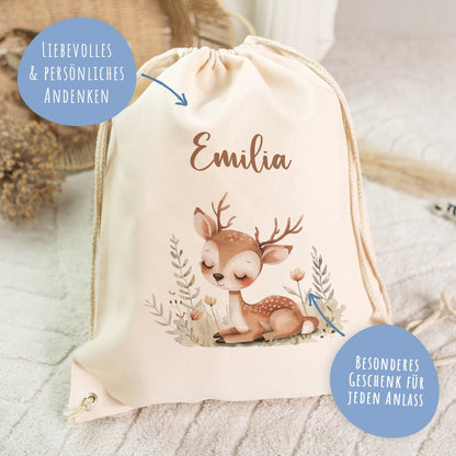 Turnbeutel mit Kindermotiv  - Waldtier - für Kinder
