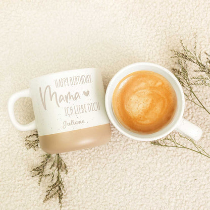 Gravierte Steingut Tasse - Happy Birthday Mama