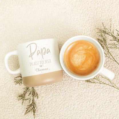 Gravierte Steingut Tasse - Papa du bist der Beste