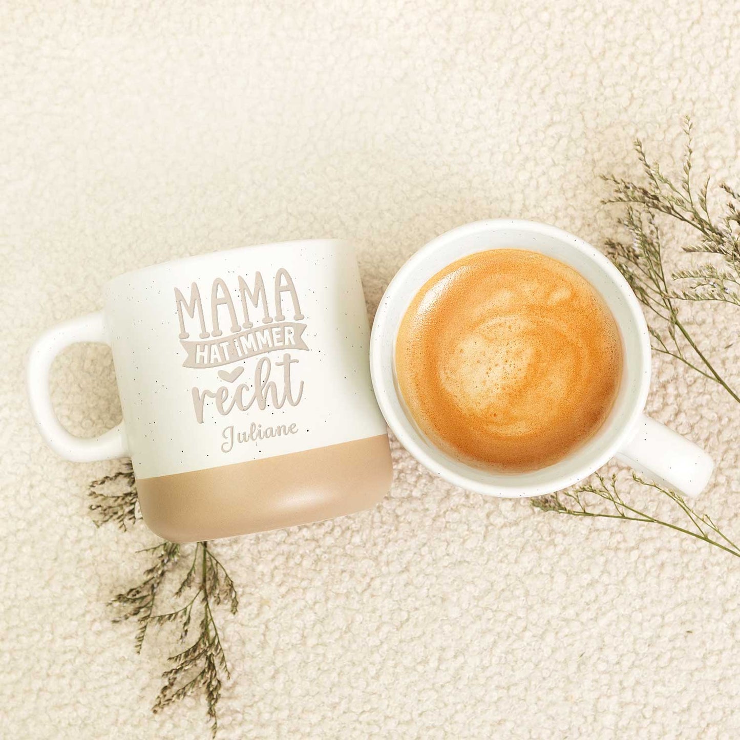 Gravierte Steingut Tasse - Mama hat immer Recht