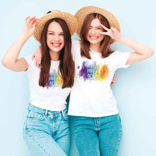 Bedrucktes T-Shirt für Damen - Bitch don´t kill my vibe