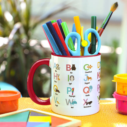Bedruckte Tasse - ABC Tiere - Geschenk zur Einschulung