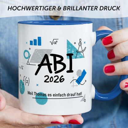 Bedruckte Tasse mit Spruch - Abi - Personalisiert mit Namen