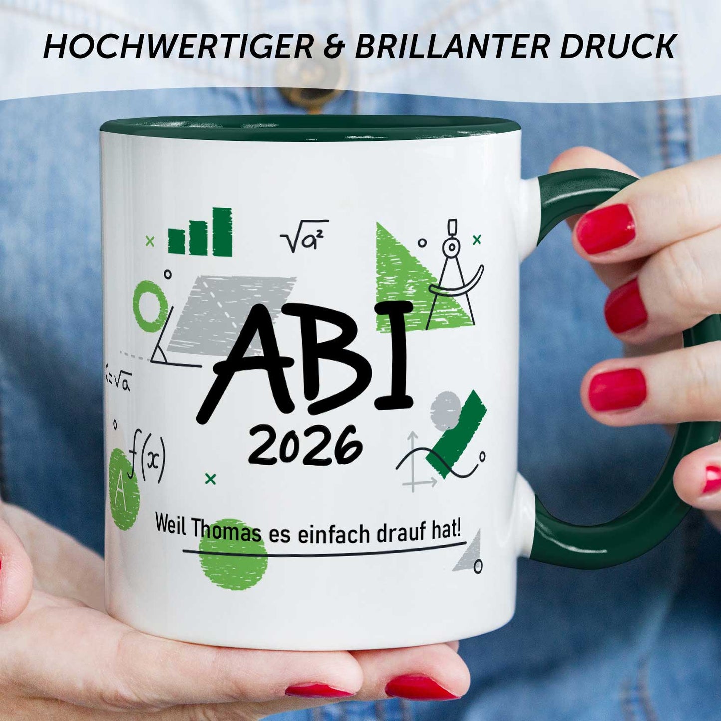 Bedruckte Tasse mit Spruch - Abi - Personalisiert mit Namen