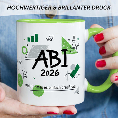 Bedruckte Tasse mit Spruch - Abi - Personalisiert mit Namen