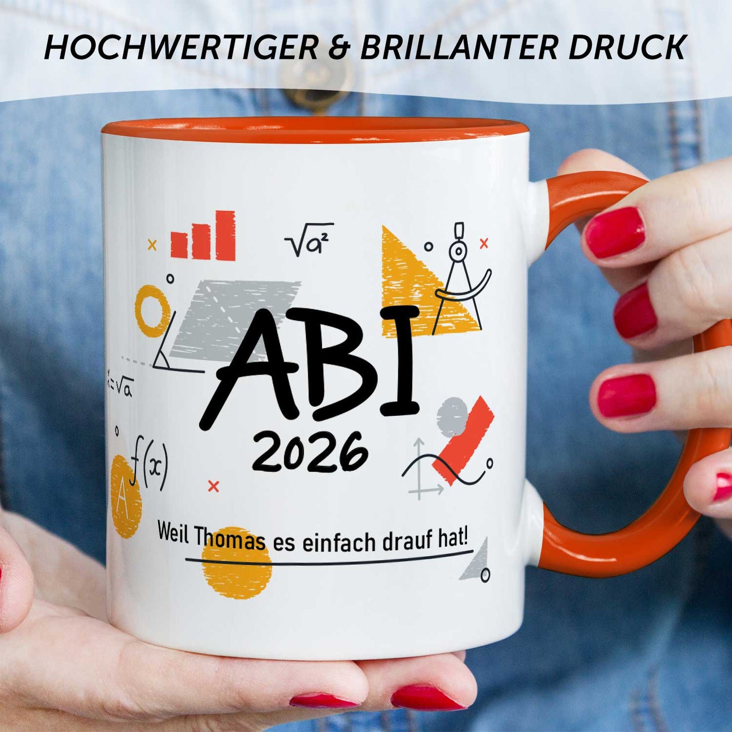 Bedruckte Tasse mit Spruch - Abi - Personalisiert mit Namen