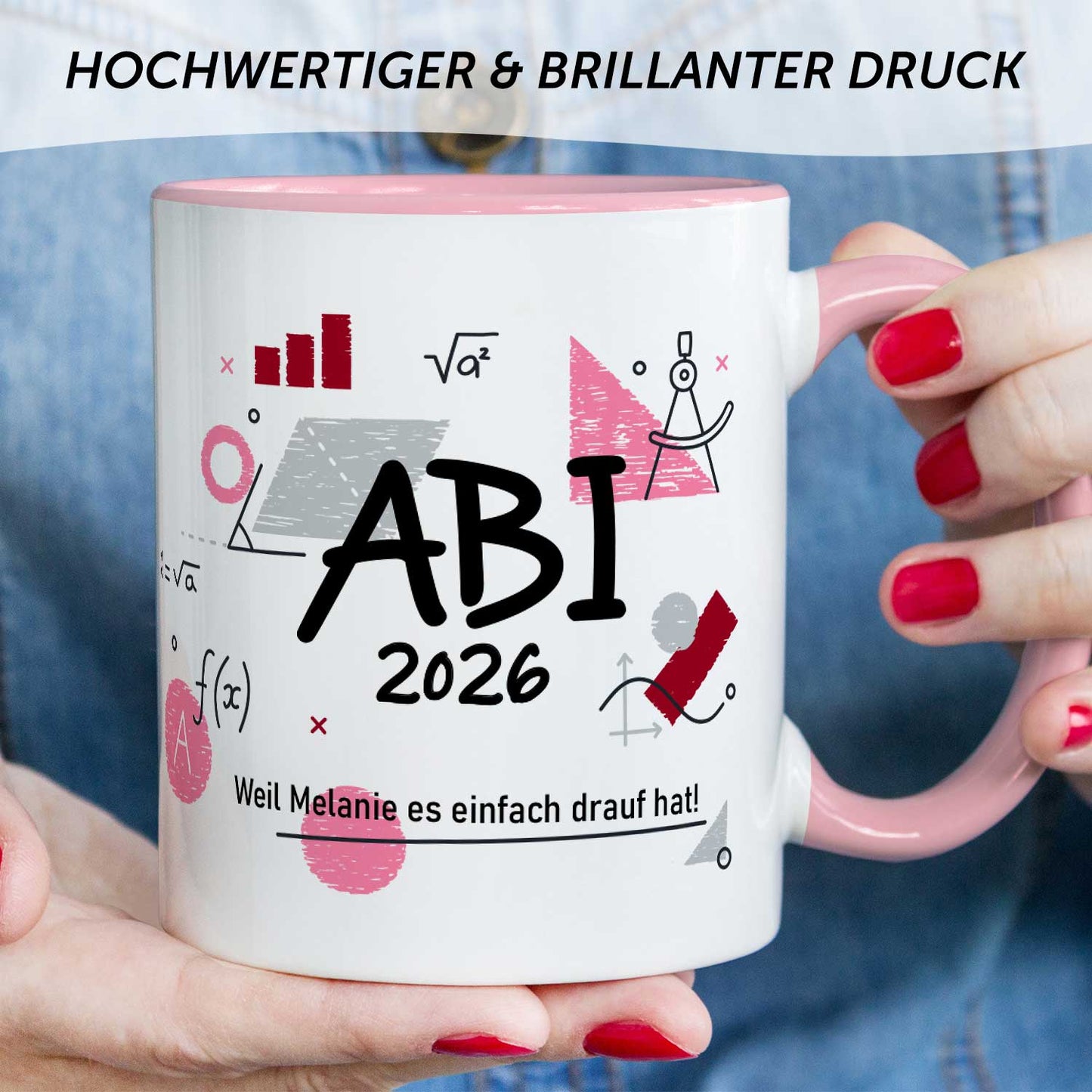 Bedruckte Tasse mit Spruch - Abi - Personalisiert mit Namen