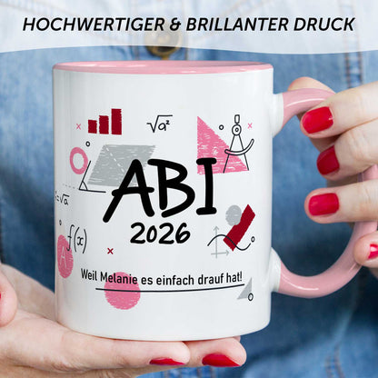 Bedruckte Tasse mit Spruch - Abi - Personalisiert mit Namen