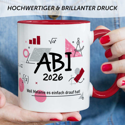 Bedruckte Tasse mit Spruch - Abi - Personalisiert mit Namen