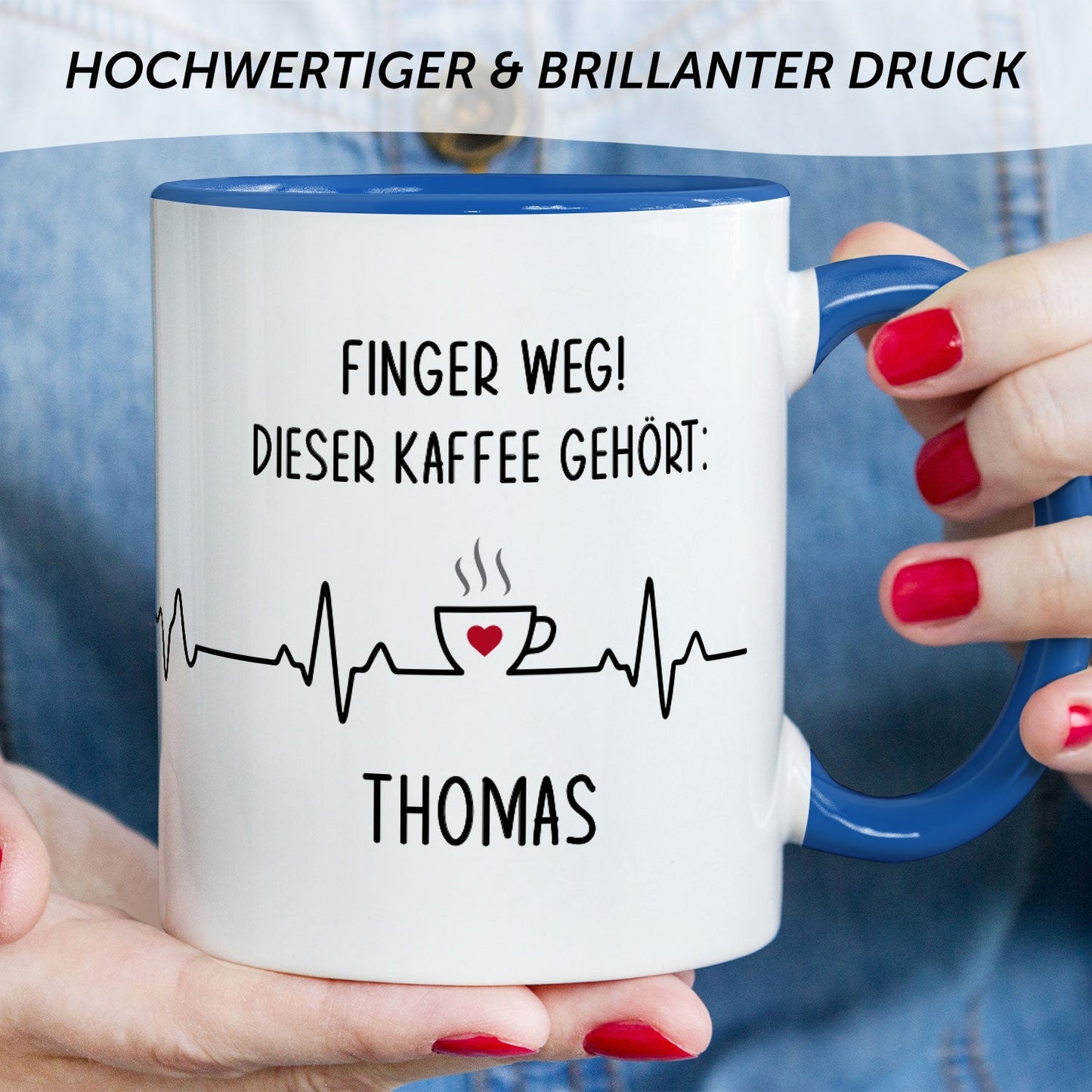 Bedruckte Tasse mit Spruch - Finger Weg!
