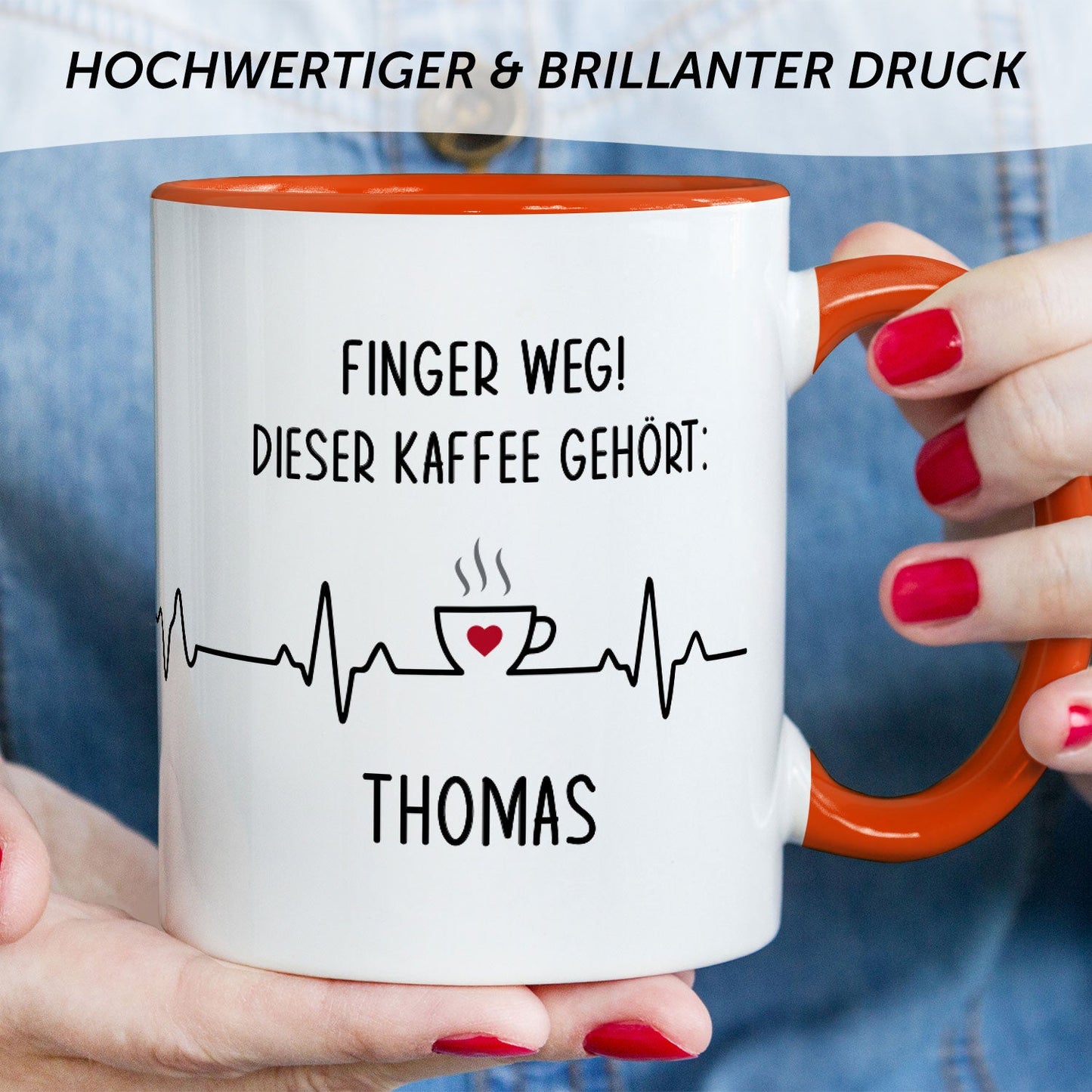 Bedruckte Tasse mit Spruch - Finger Weg!