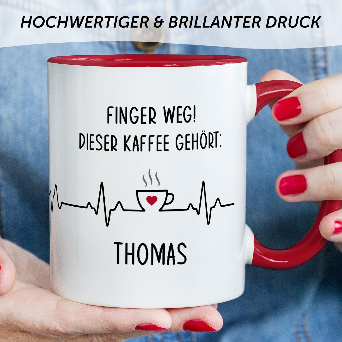 Bedruckte Tasse mit Spruch - Finger Weg!