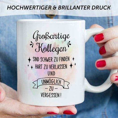 Bedruckte Tasse mit Spruch Großartige Kollegen