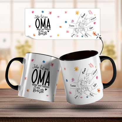 Bedruckte Tasse - Hände halten Mama - Geschenk zum Muttertag