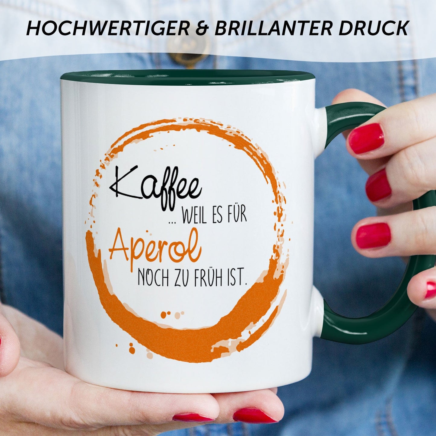 Bedruckte Tasse mit Aperol Spritz Motiv - Kaffee , weil es für Aperol noch zu früh ist