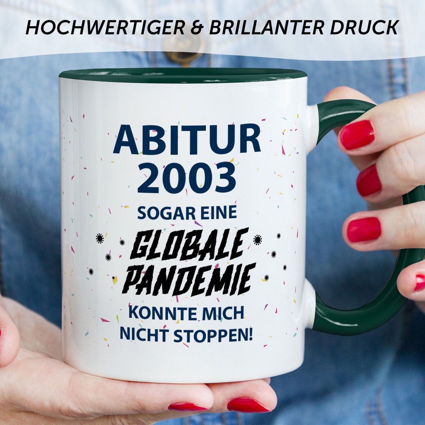Bedruckte Tasse mit Spruch Pandemie Abitur