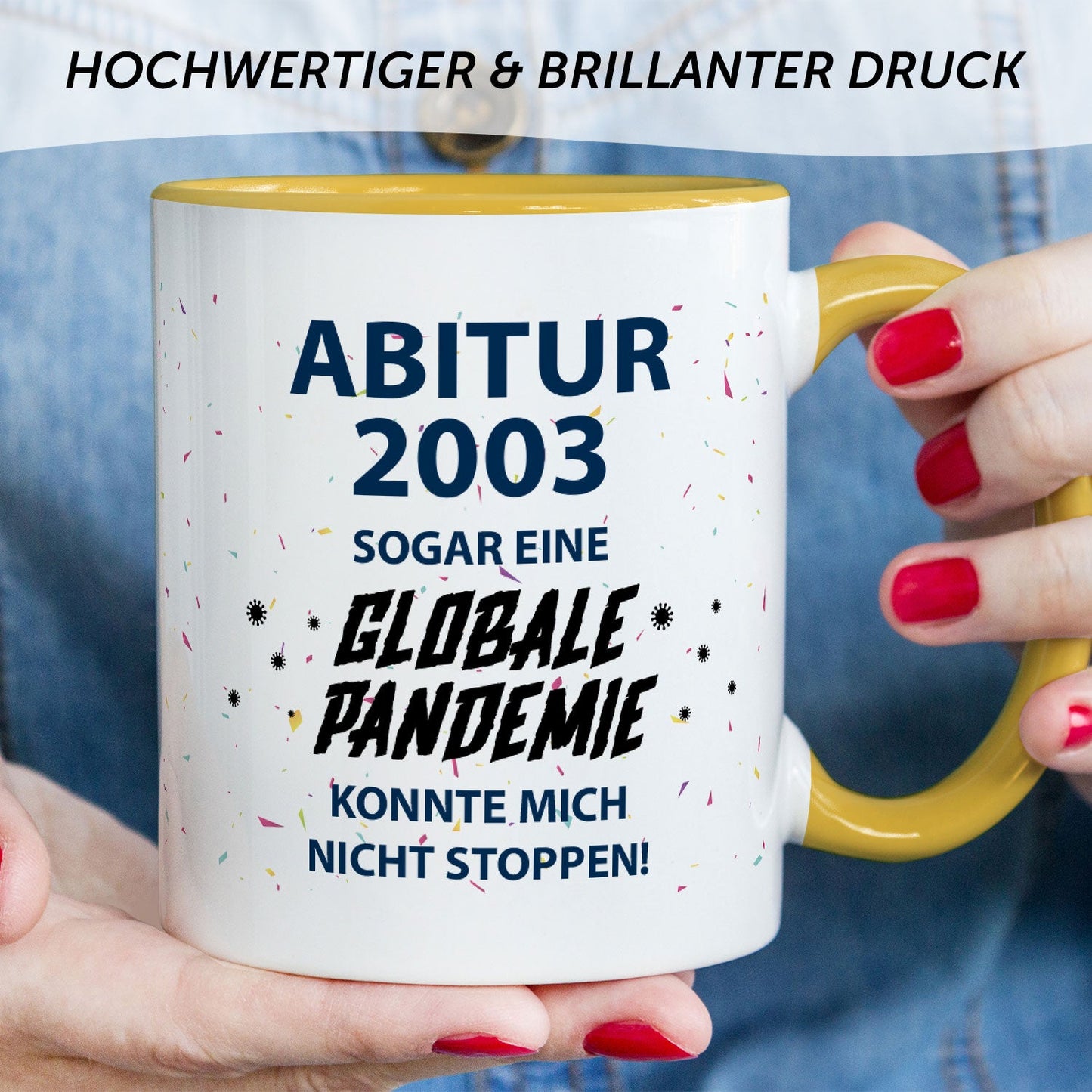 Bedruckte Tasse mit Spruch Pandemie Abitur