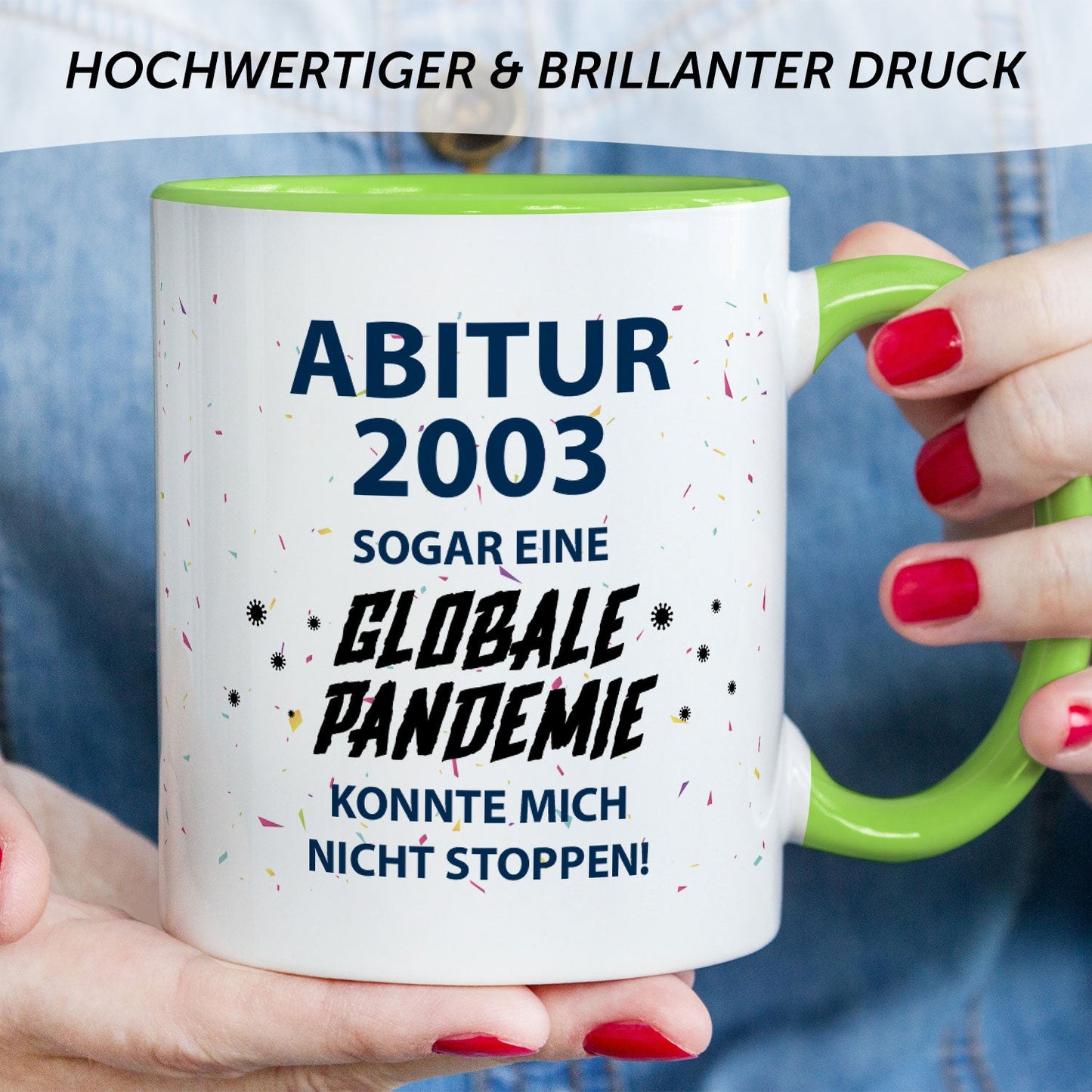 Bedruckte Tasse mit Spruch Pandemie Abitur