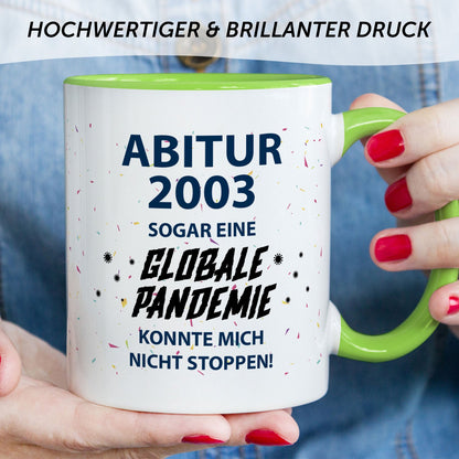 Bedruckte Tasse mit Spruch Pandemie Abitur