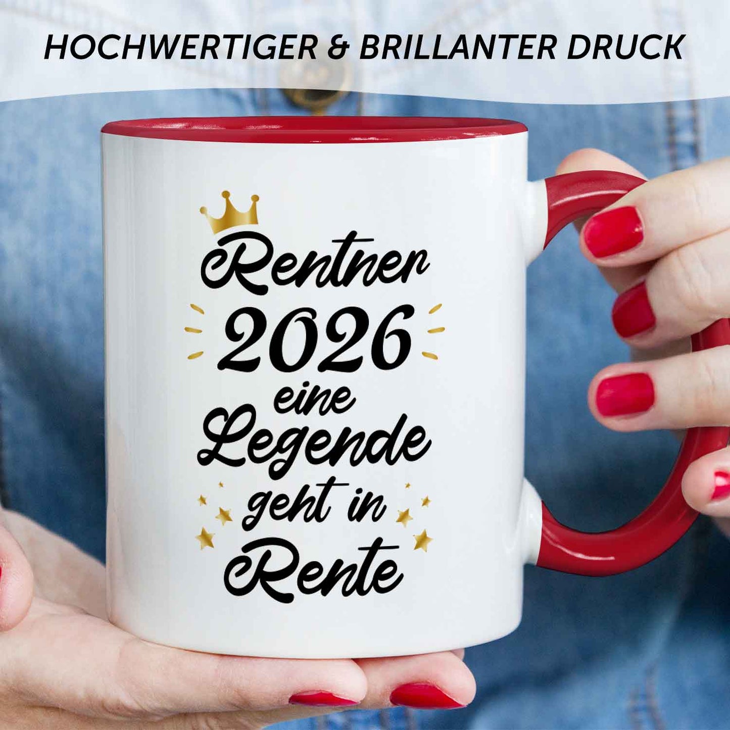 Bedruckte Tasse mit Spruch Rentner/Rentnerin