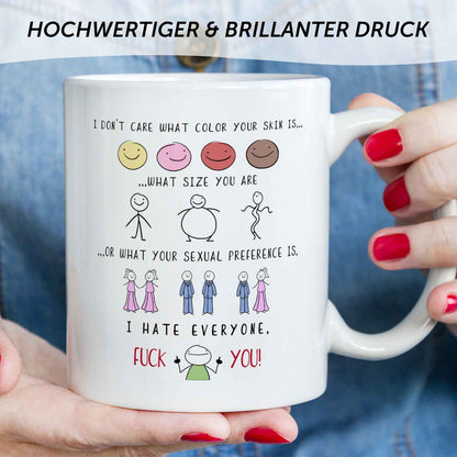 Bedruckte Tasse mit Spruch - "I hate everyone"