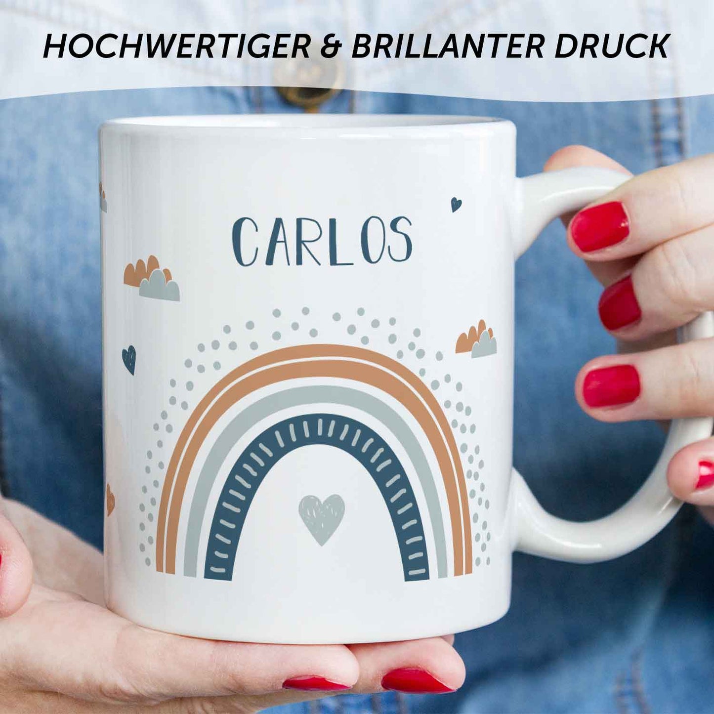Bedruckte Tasse - Regenbogen - Personalisiert mit Namen - Für Mädchen und Jungen