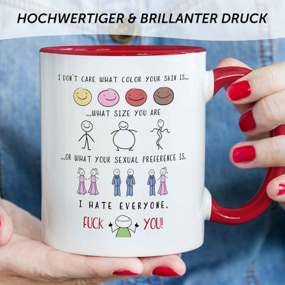 Bedruckte Tasse mit Spruch - "I hate everyone"