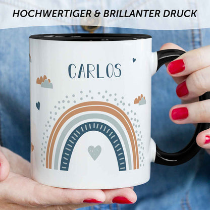 Bedruckte Tasse - Regenbogen - Personalisiert mit Namen - Für Mädchen und Jungen