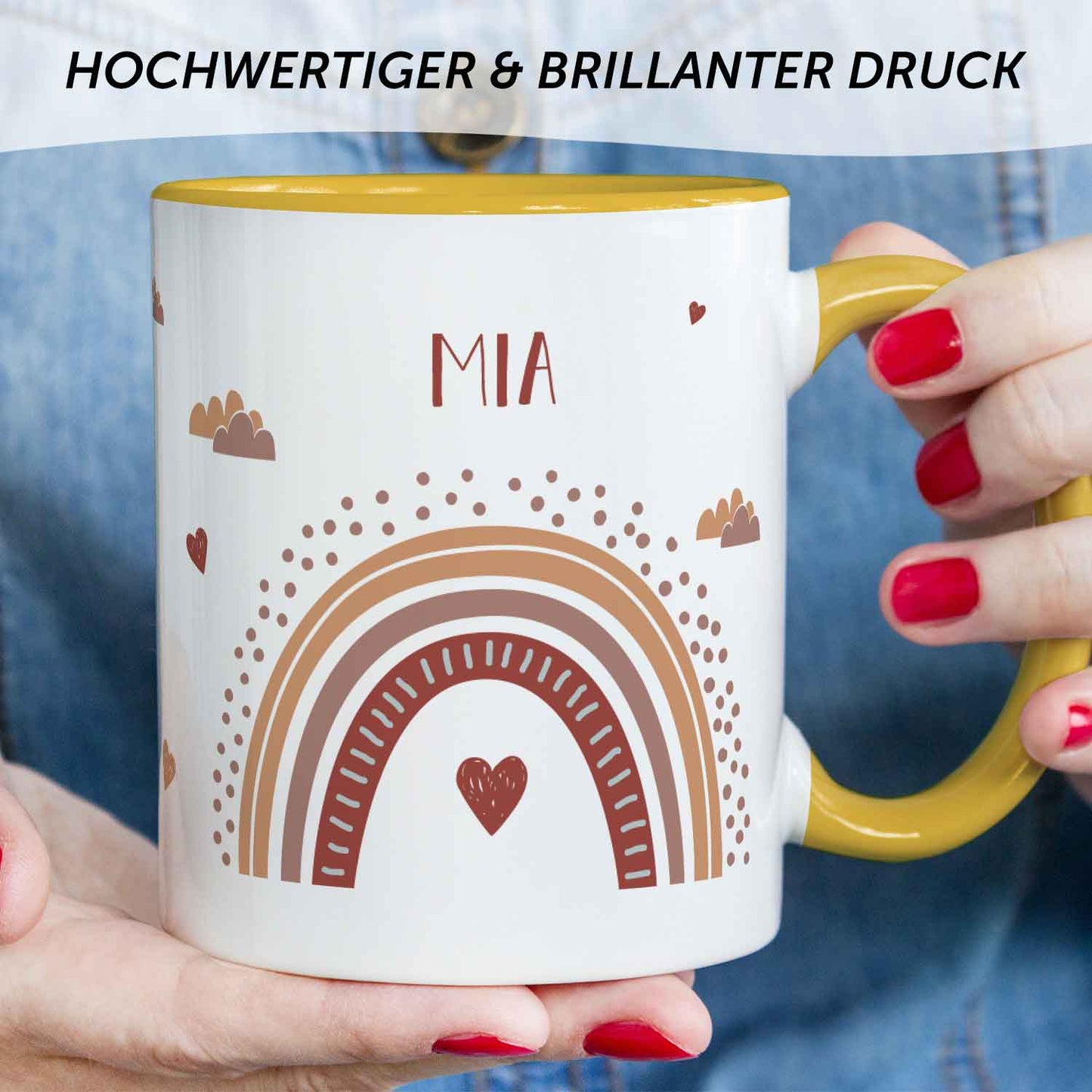 Bedruckte Tasse - Regenbogen - Personalisiert mit Namen - Für Mädchen und Jungen