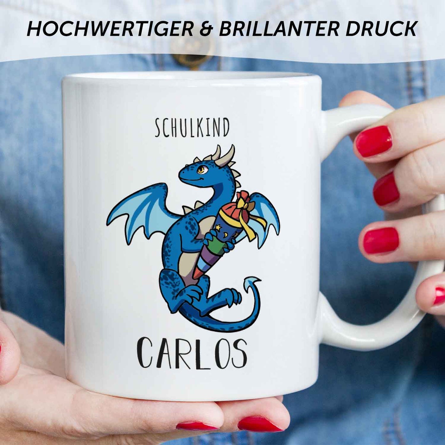 Bedruckte Tasse mit Motiv - Einschulung Drache
